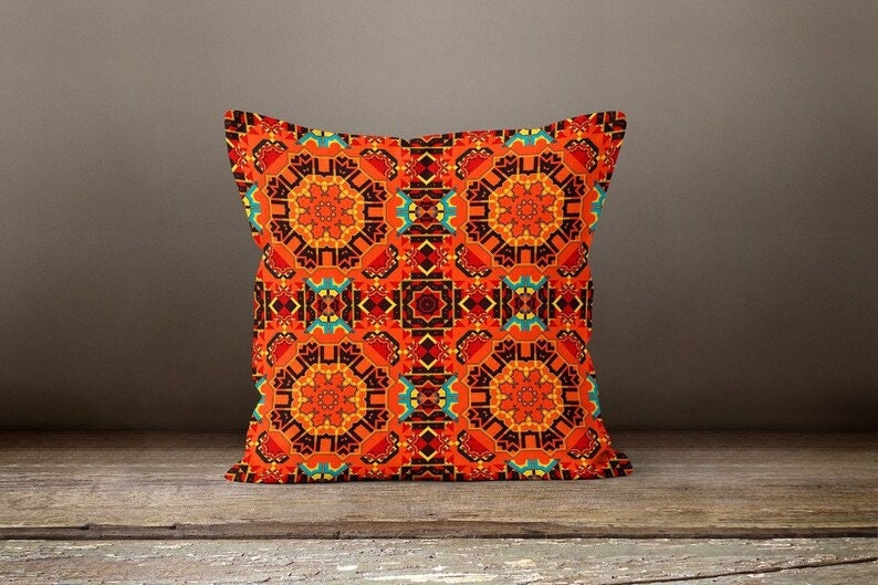 Burgundy Kilim Aztec Southwestern Printed Throw Cushion Cover
