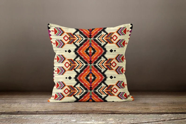 Burgundy Kilim Aztec Southwestern Printed Throw Cushion Cover