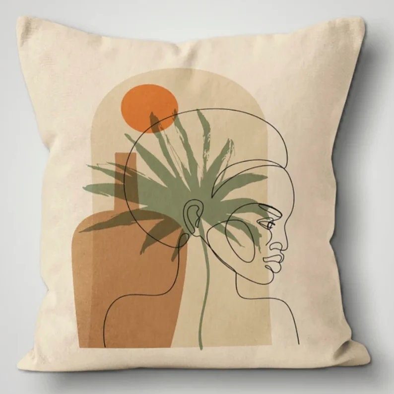 Abstract Leaves Pattern and Modern Art Print Cushion Cover