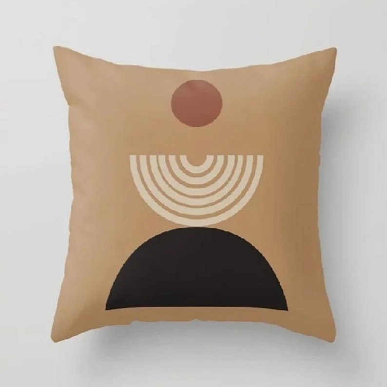 Abstract Leaves Pattern and Modern Art Print Cushion Cover