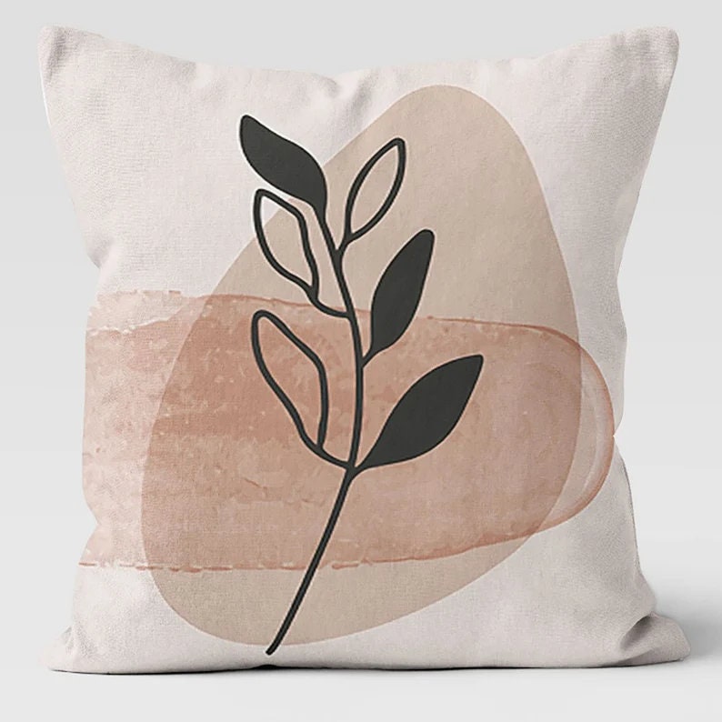 Abstract Leaves Pattern and Modern Art Print Cushion Cover