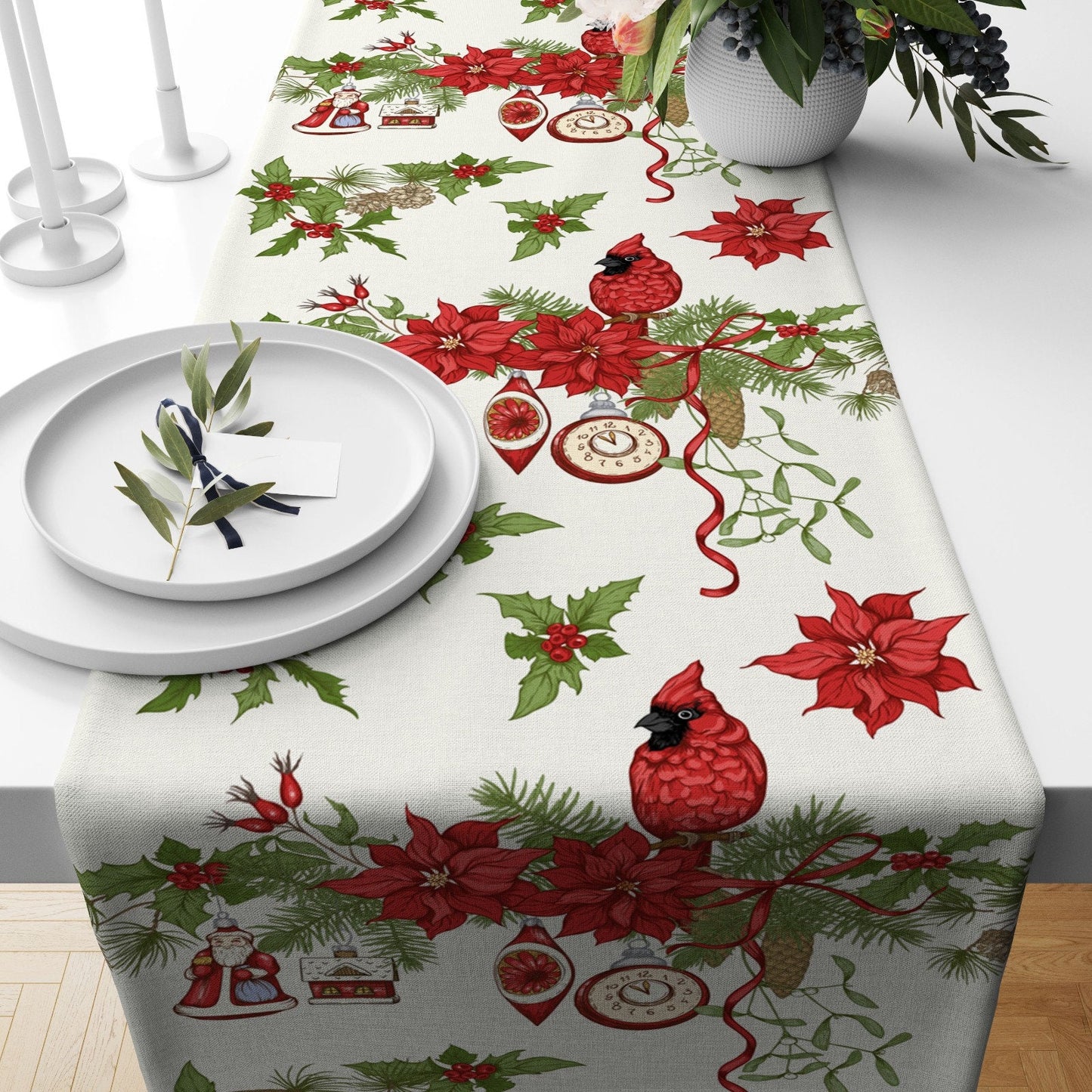 Festive Holiday Decorations Christmas Table Runner