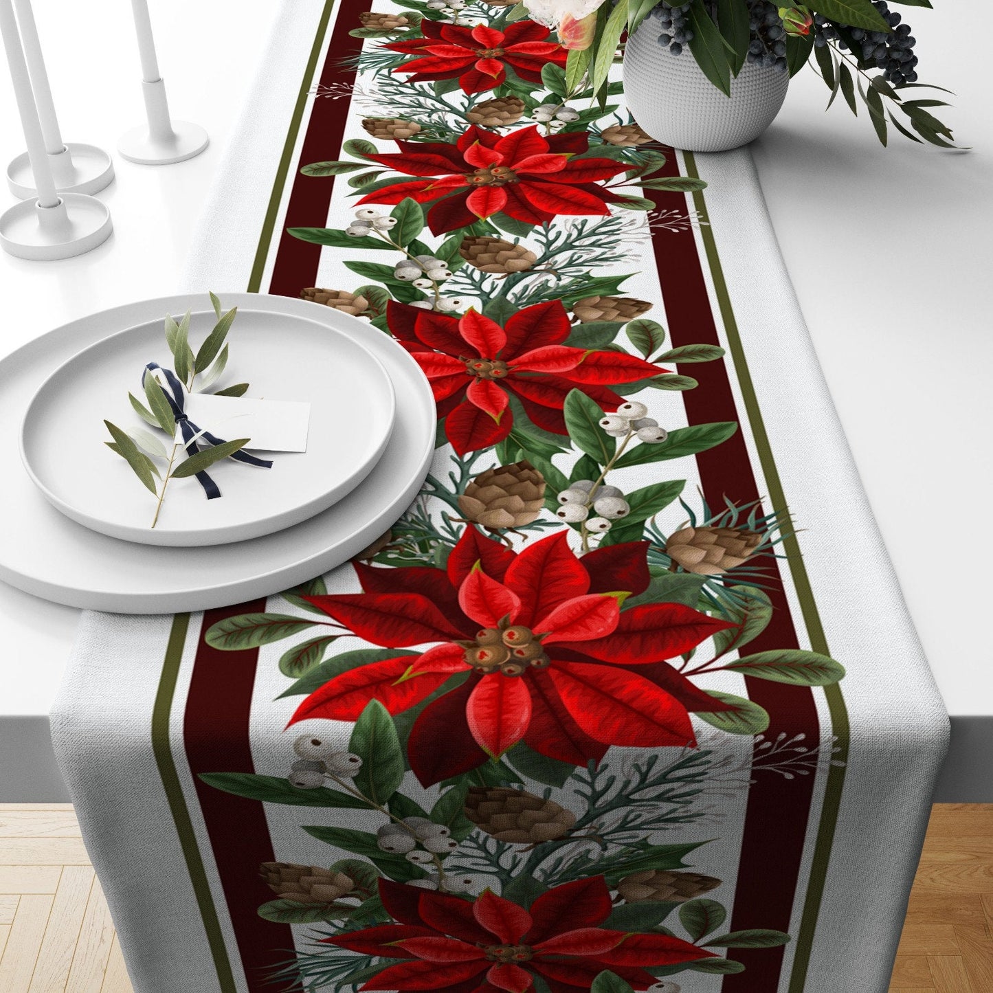 Festive Holiday Decorations Christmas Table Runner