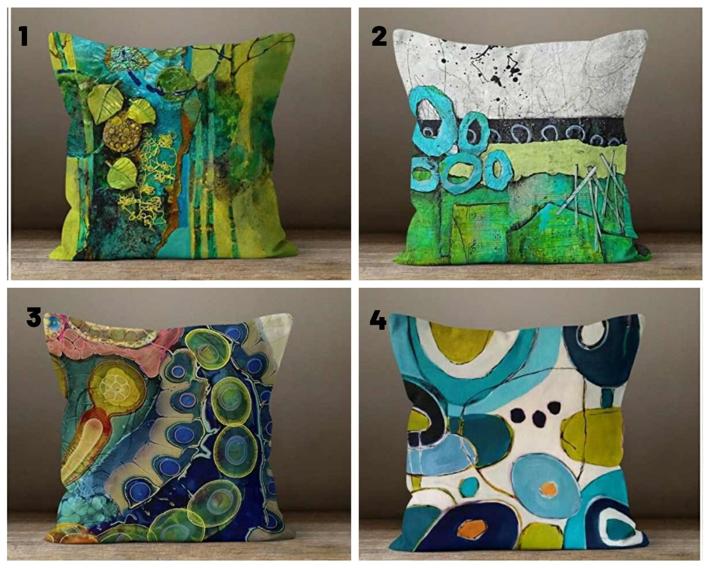 Green Blue Abstract Modern Pop Art Design Cushion Cover