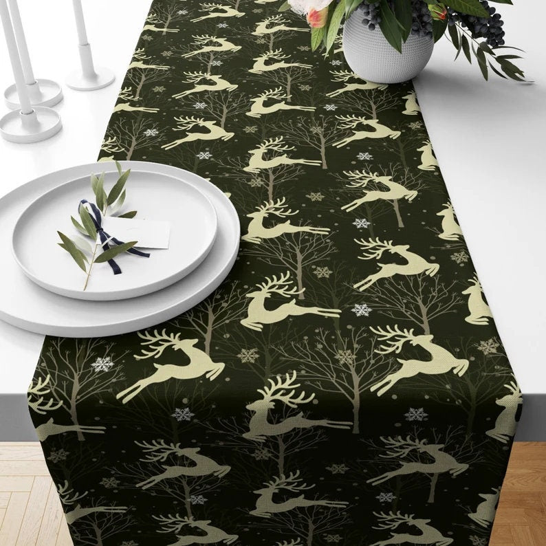 Christmas Table Runner Santa Snowflake Cardinal Xmas Decor