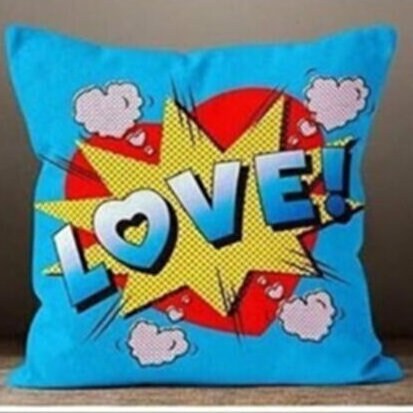 Modern Pop Art Cushion Cover Funny Lips Comic Illustration
