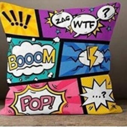 Modern Pop Art Cushion Cover Funny Lips Comic Illustration