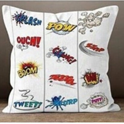 Modern Pop Art Cushion Cover Funny Lips Comic Illustration