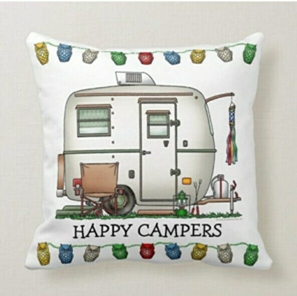 Classic Motorhome Cushion Cover, Vintage Pop-Up Camper