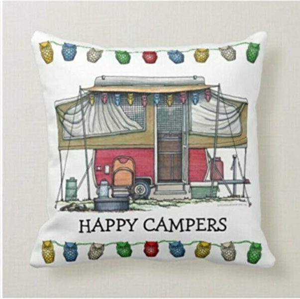 Classic Motorhome Cushion Cover, Vintage Pop-Up Camper