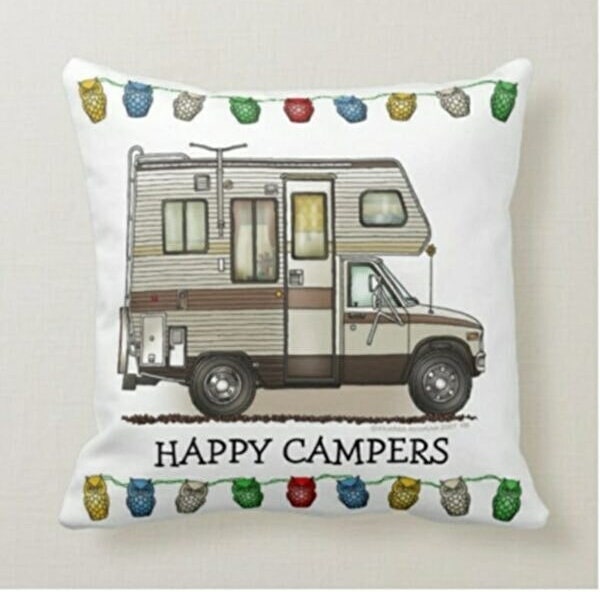 Classic Motorhome Cushion Cover, Vintage Pop-Up Camper