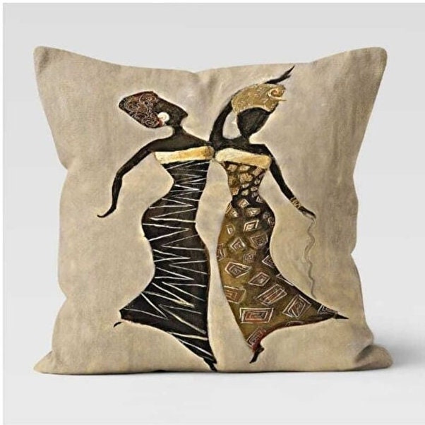 African Dance Cushion Cover, African Art Inspired Design