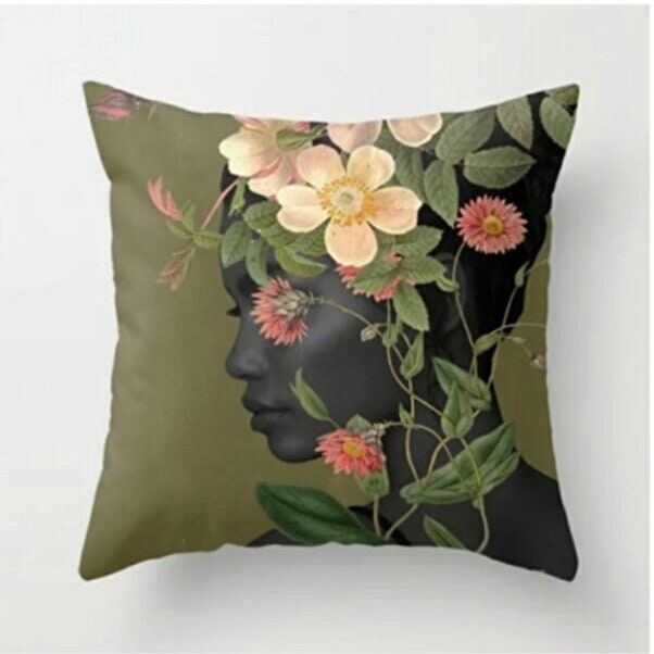 Golden Bloom, Moonlit Elegance, Ethereal Night Cushion Cover