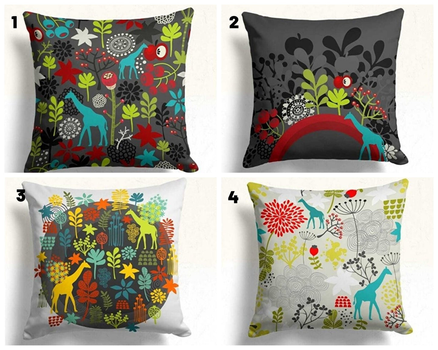 Cute Giraffe Jungle Themed Kids Room Decor Cushion Cover
