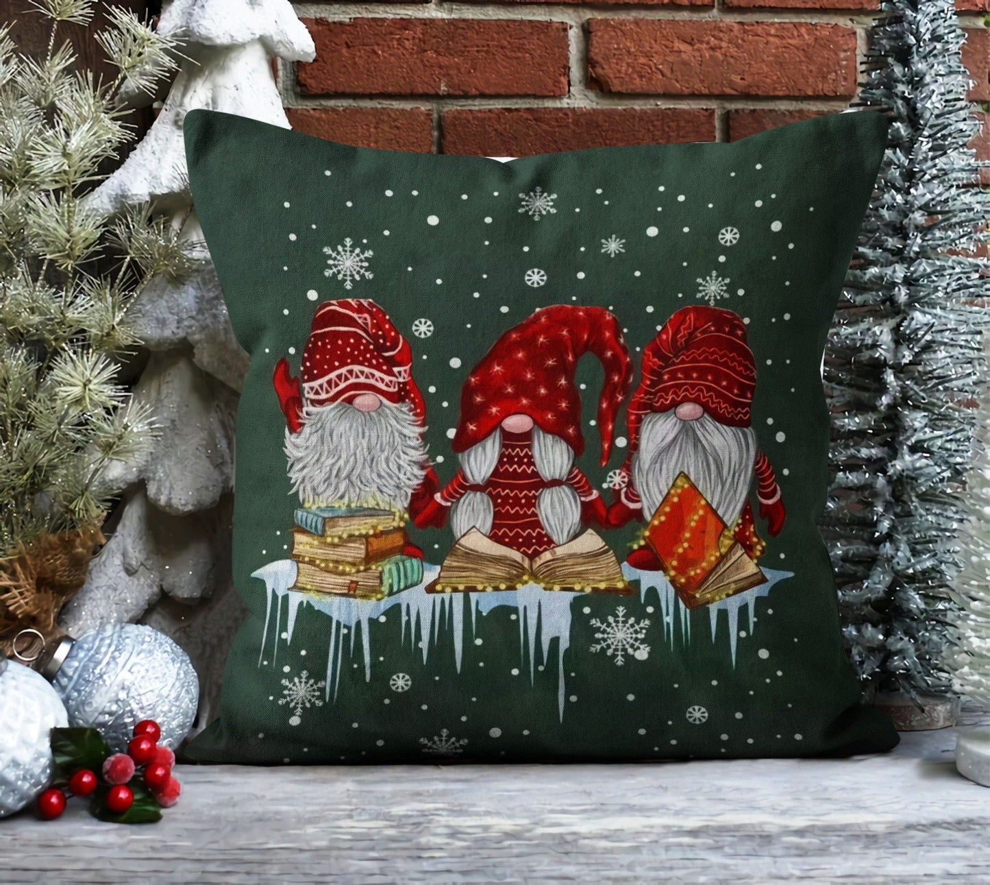 Cute Festive Holiday Gnome Cushion Cover, Joyful Snowman Decor