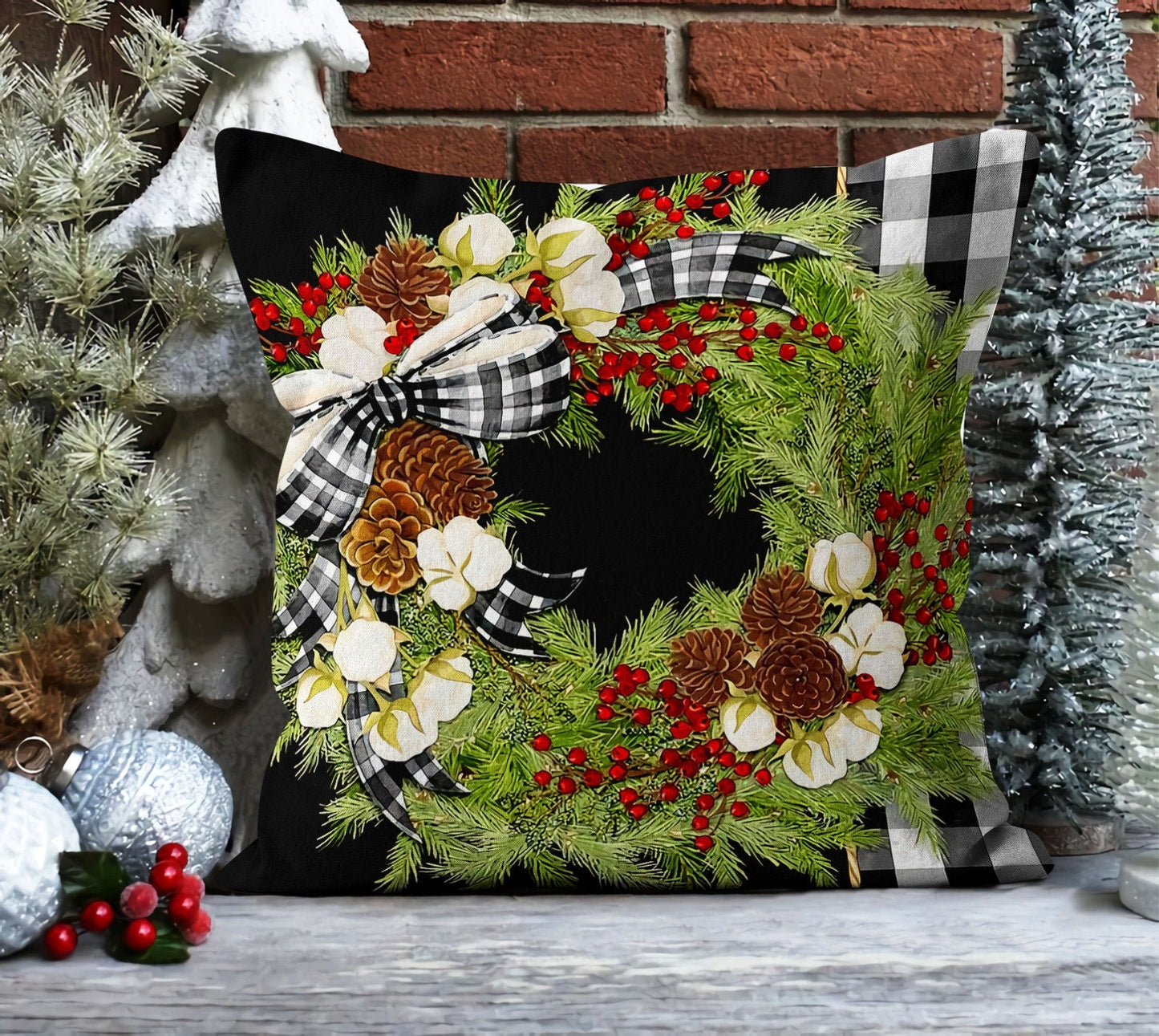 Cute Festive Holiday Gnome Cushion Cover, Joyful Snowman Decor