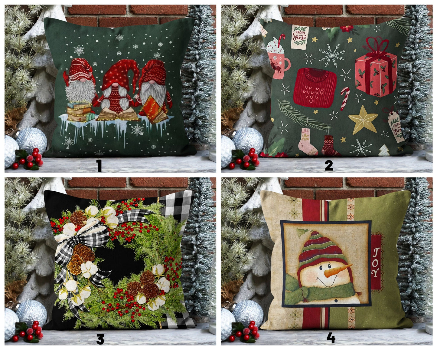 Cute Festive Holiday Gnome Cushion Cover, Joyful Snowman Decor