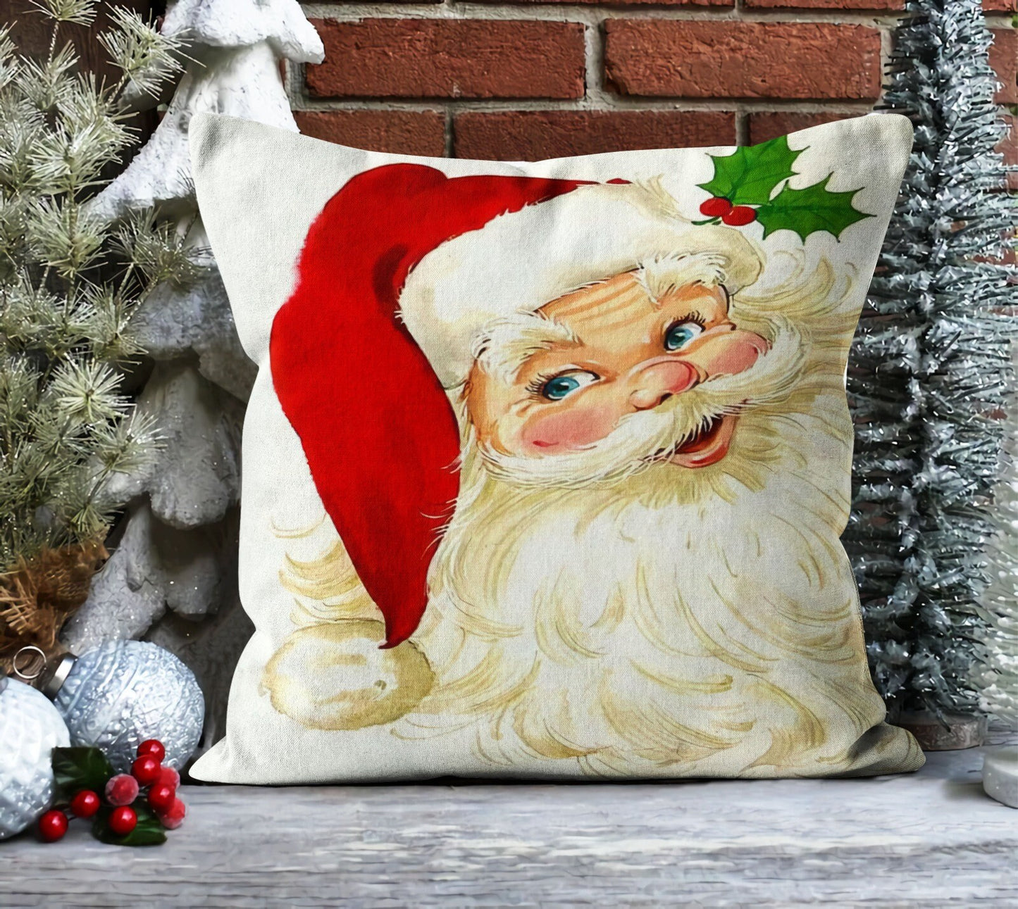 Reindeer Santa, Gnomes Cushion Cover, Rustic Farmhouse Christmas