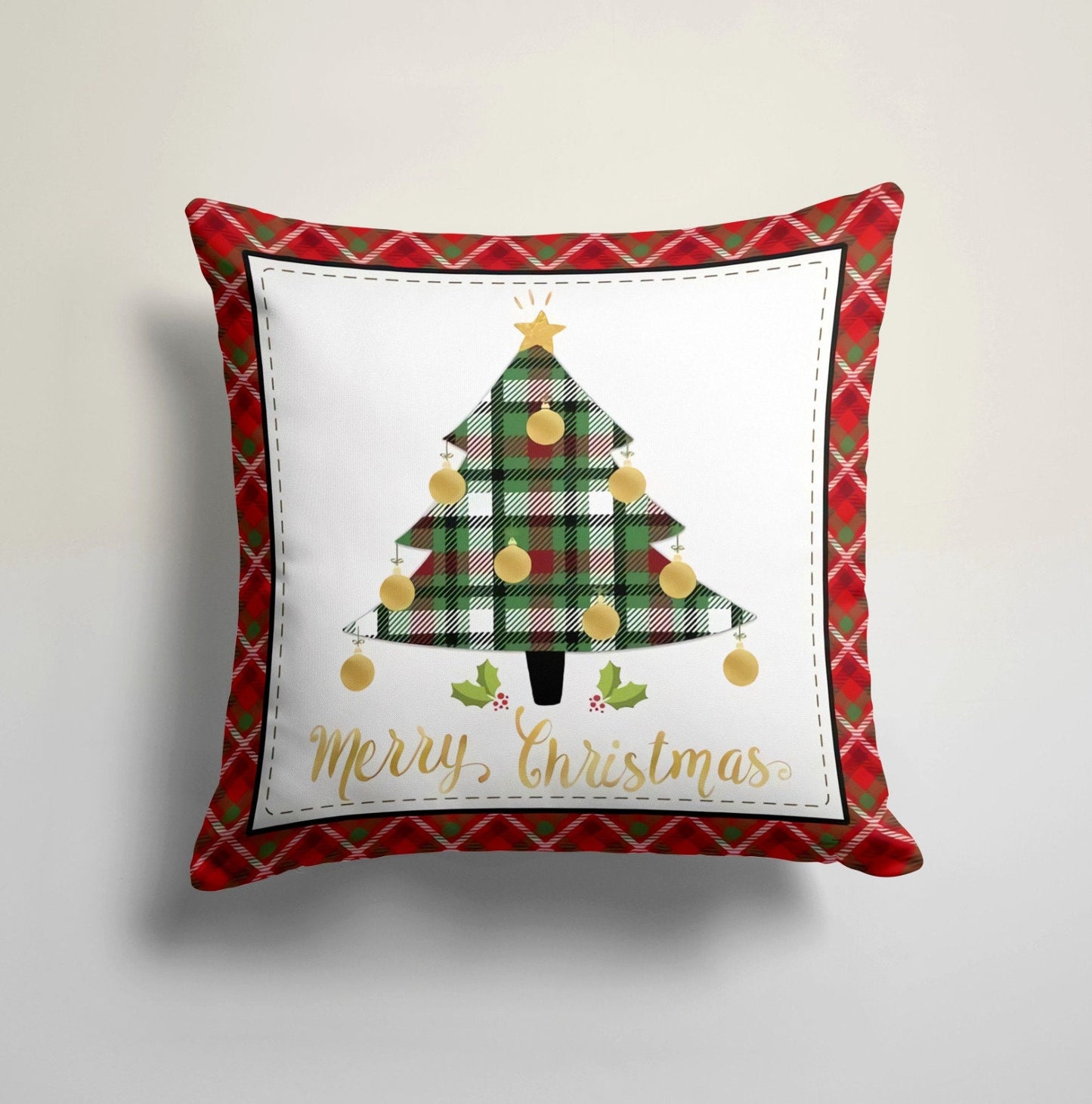 Merry Christmas Stag Xmas Tree Cushion Cover