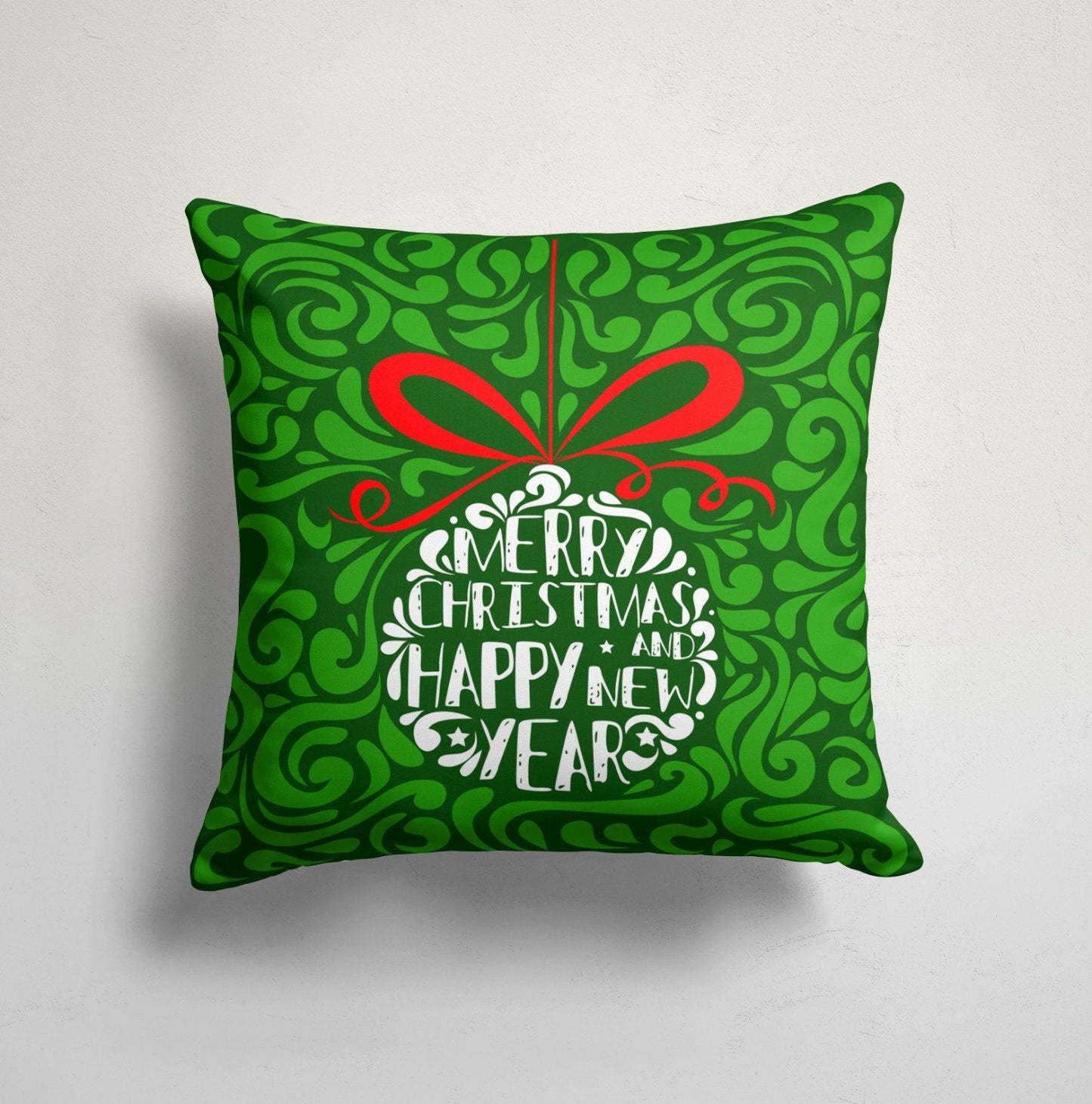 Green and Red Christmas Trees Cushion Cover, Red Winter Homes