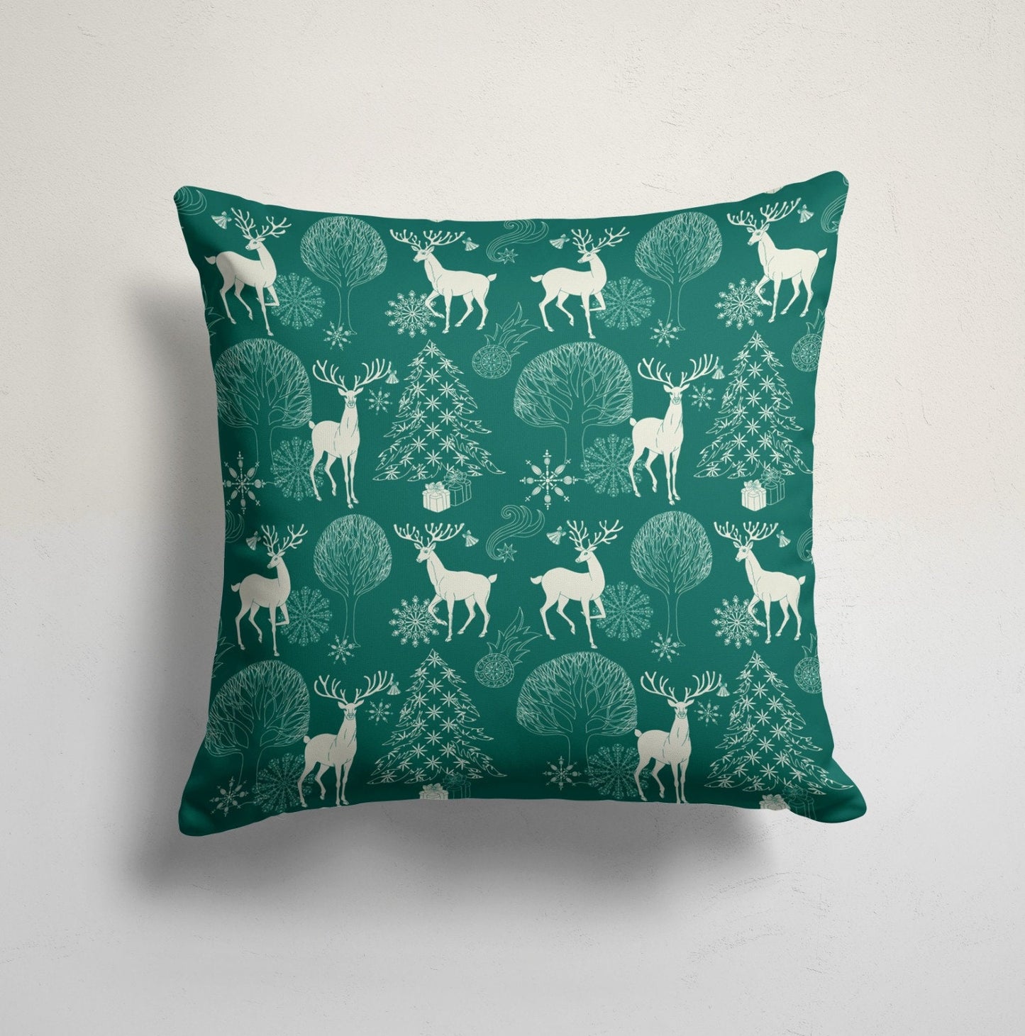 Green and Red Christmas Trees Cushion Cover, Red Winter Homes