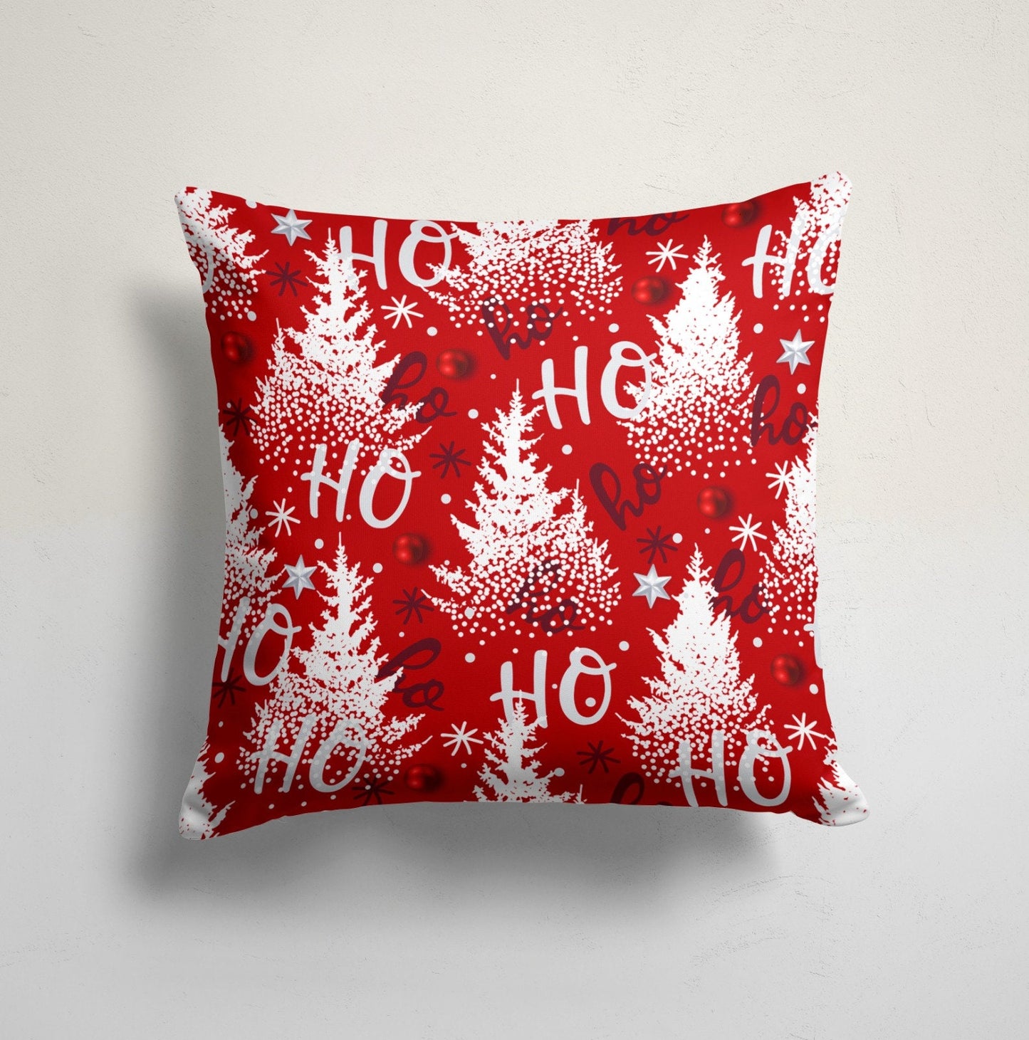 Green and Red Christmas Trees Cushion Cover, Red Winter Homes