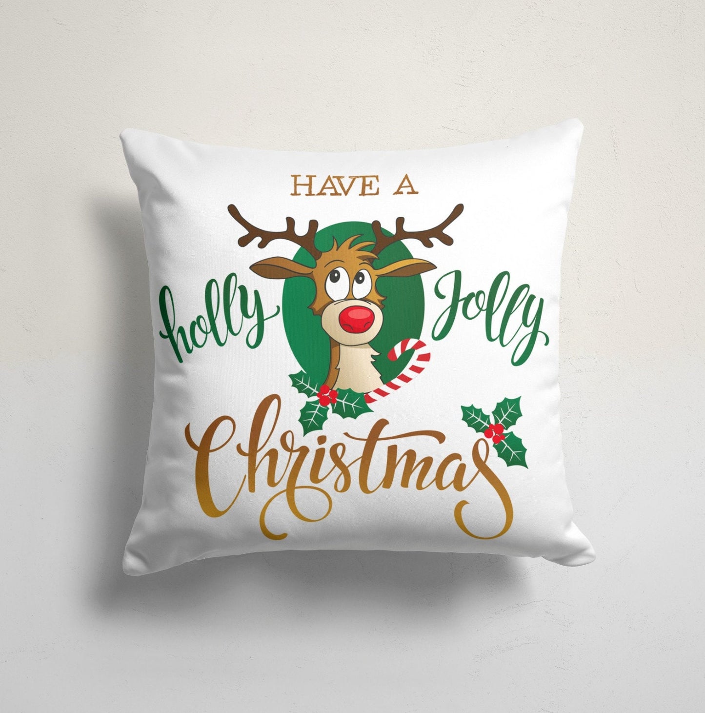 Festive Gift Christmas Cushion Cover, Holiday Wrapping Design