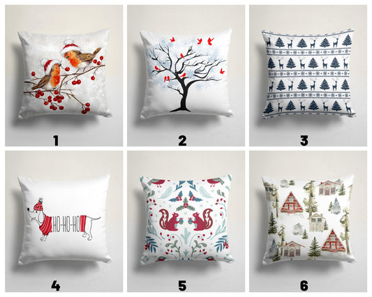 Winter Holiday Season Landscape Throw Cushion Cover