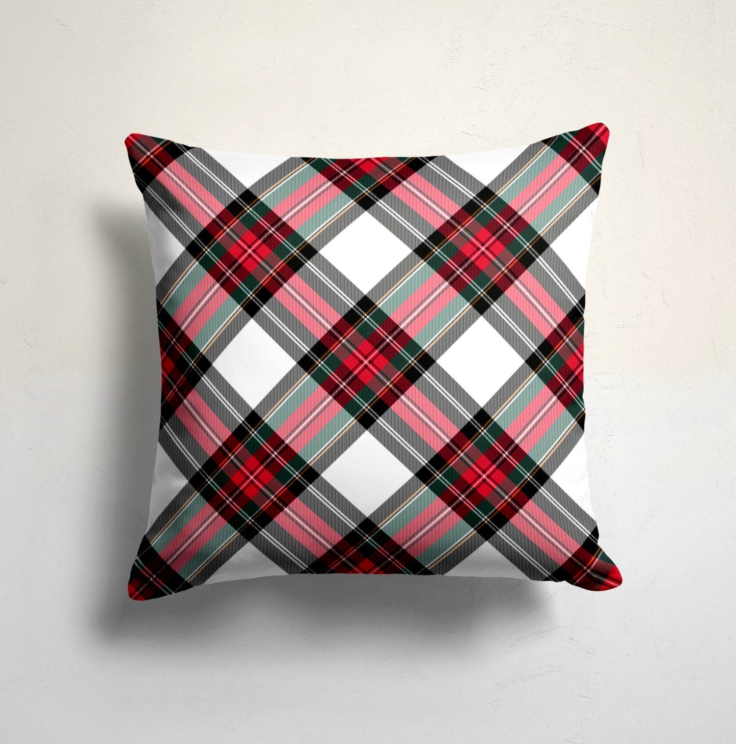 Classic Green & Red Tartan Cushion Cover, Timeless Christmas Design