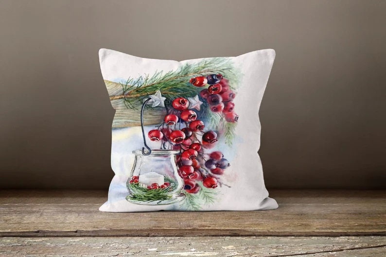Christmas Cardinal Flower Festive Holiday Cushion Cover