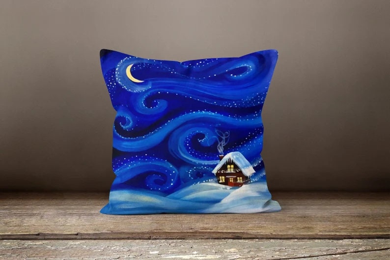 Winter House Snow Theme Landscape Cushion Cover