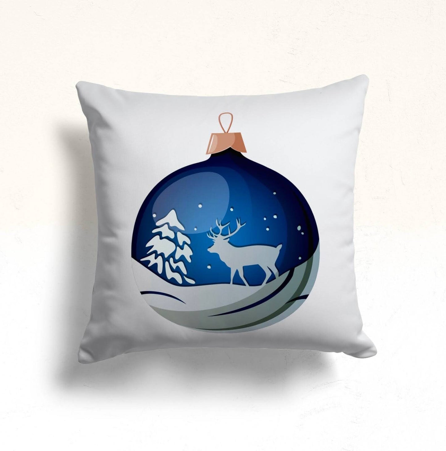 Christmas Winter Home Decor Blue Ring Bells Cushion Cover