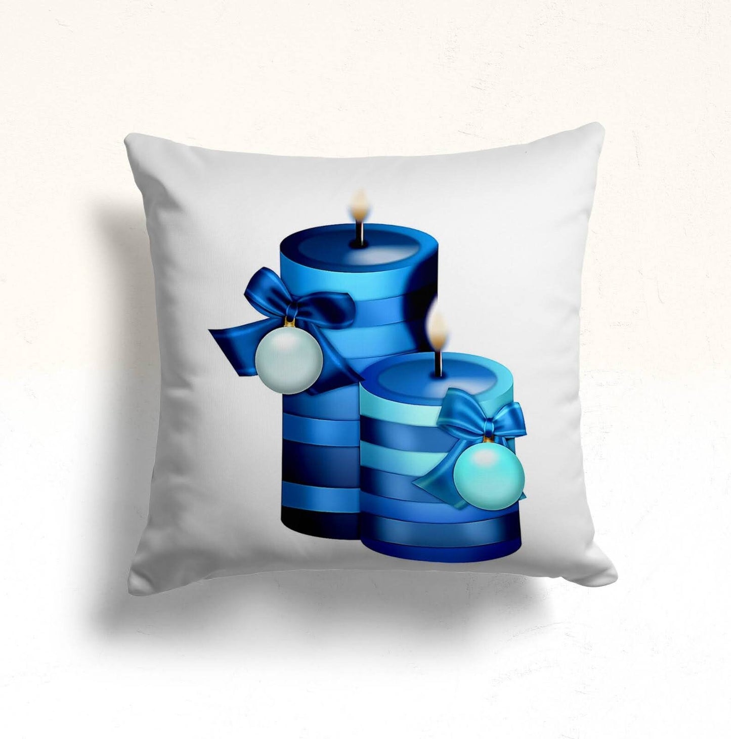 Christmas Winter Home Decor Blue Ring Bells Cushion Cover