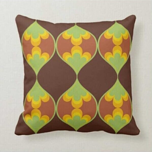 Bold Orange Flower Cushion Cover, Retro Geometric Gradient Design