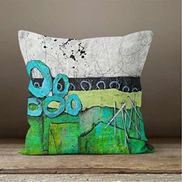 Green Blue Abstract Modern Pop Art Design Cushion Cover