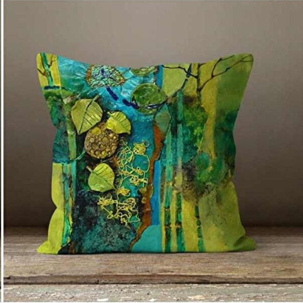 Green Blue Abstract Modern Pop Art Design Cushion Cover