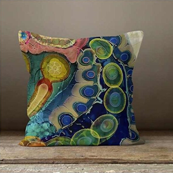 Green Blue Abstract Modern Pop Art Design Cushion Cover