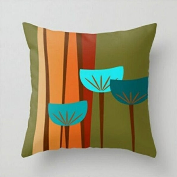 Abstract Green and Yellow Flower Cushion Cover