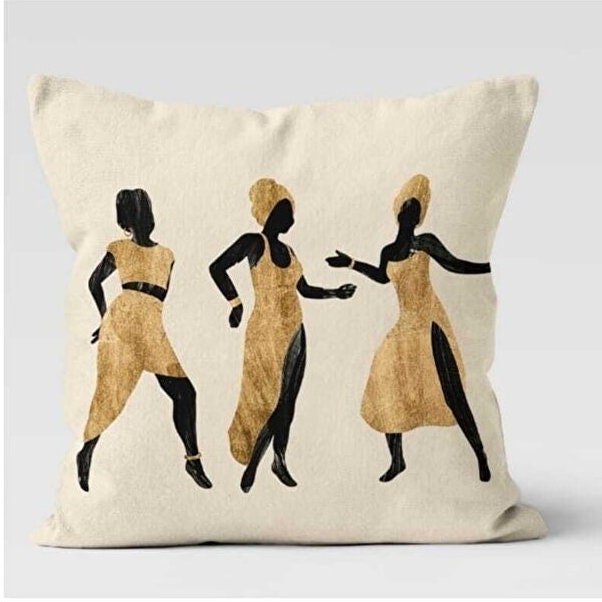 African Dance Cushion Cover, African Art Inspired Design