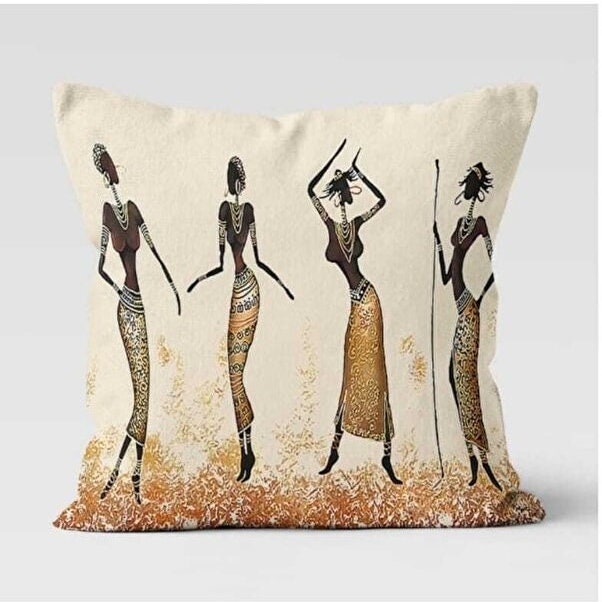 African Dance Cushion Cover, African Art Inspired Design