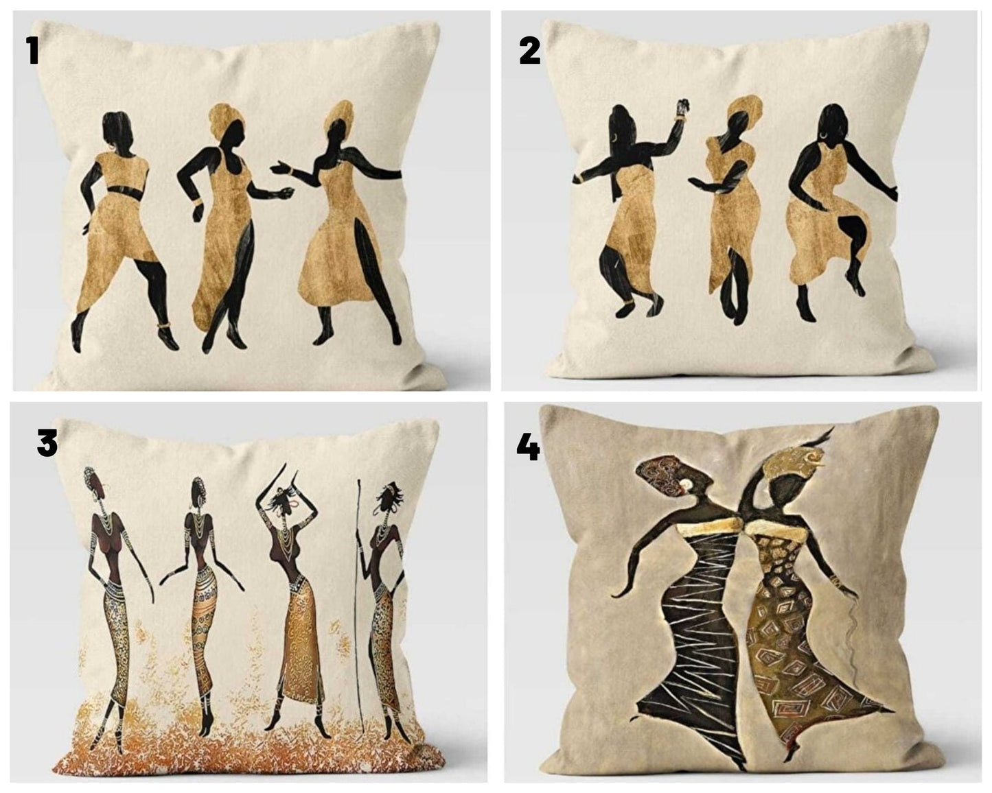 African Dance Cushion Cover, African Art Inspired Design