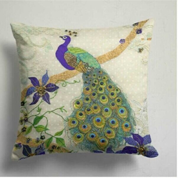 Bird, Floral Accents Cushion Cover, Tropical Toucan Decor