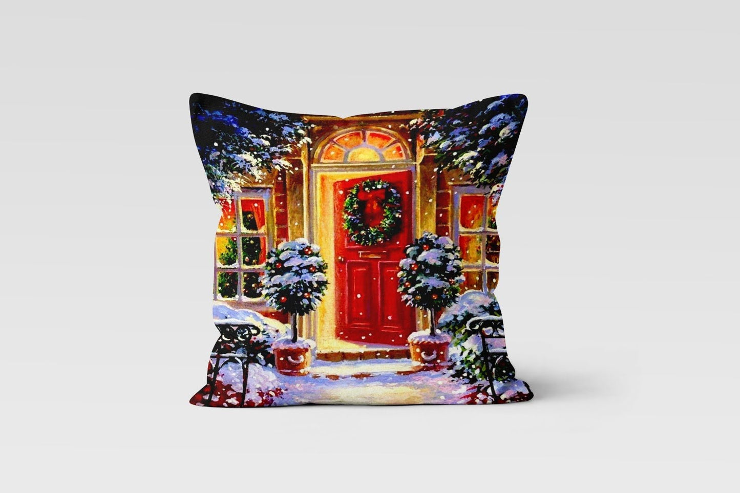 Santa Gift Bags Winter Theme Christmas Cushion Cover