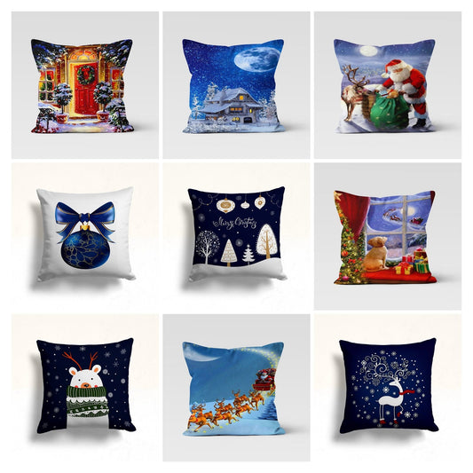 Santa Gift Bags Winter Theme Christmas Cushion Cover