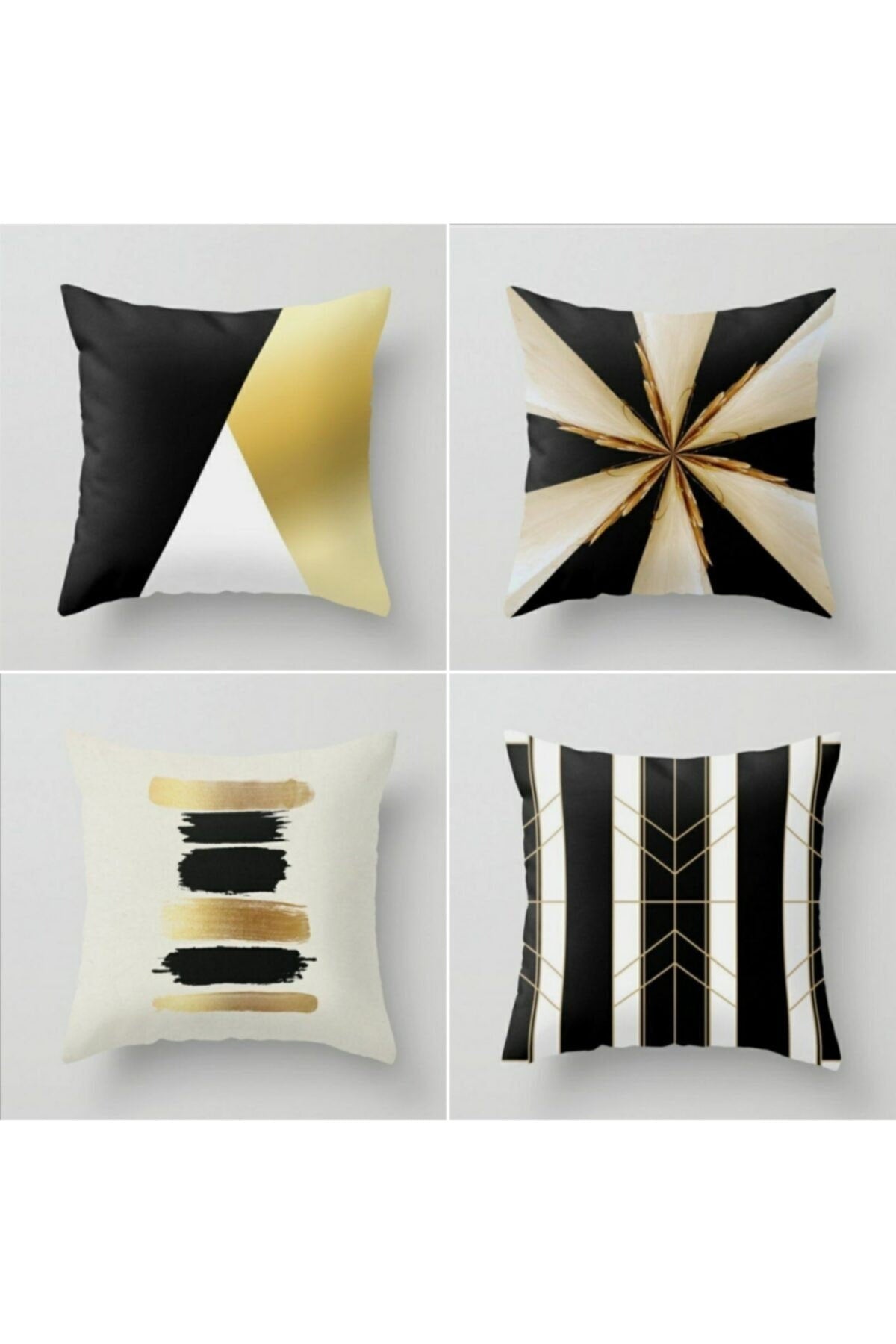Geometric Black and Gold Cushion Cover, Abstract Starburst Decor