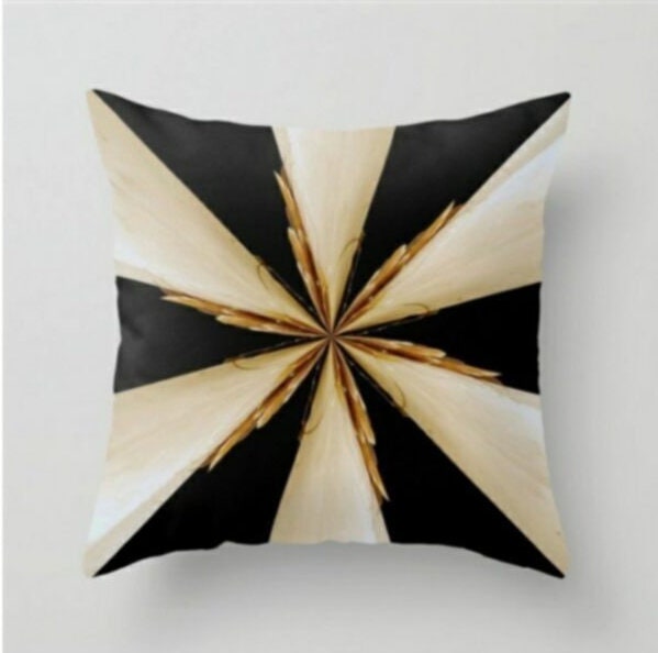 Geometric Black and Gold Cushion Cover, Abstract Starburst Decor