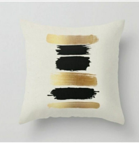 Geometric Black and Gold Cushion Cover, Abstract Starburst Decor