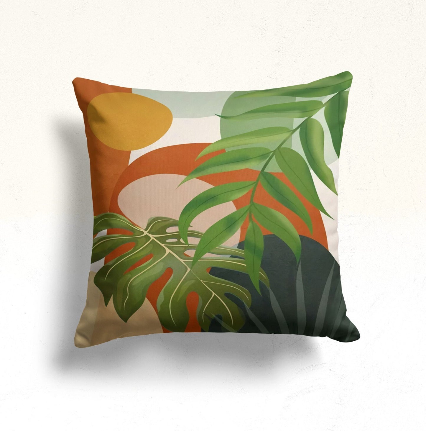 Abstract Monstera Cushion Cover Boho Flower Cushion Case