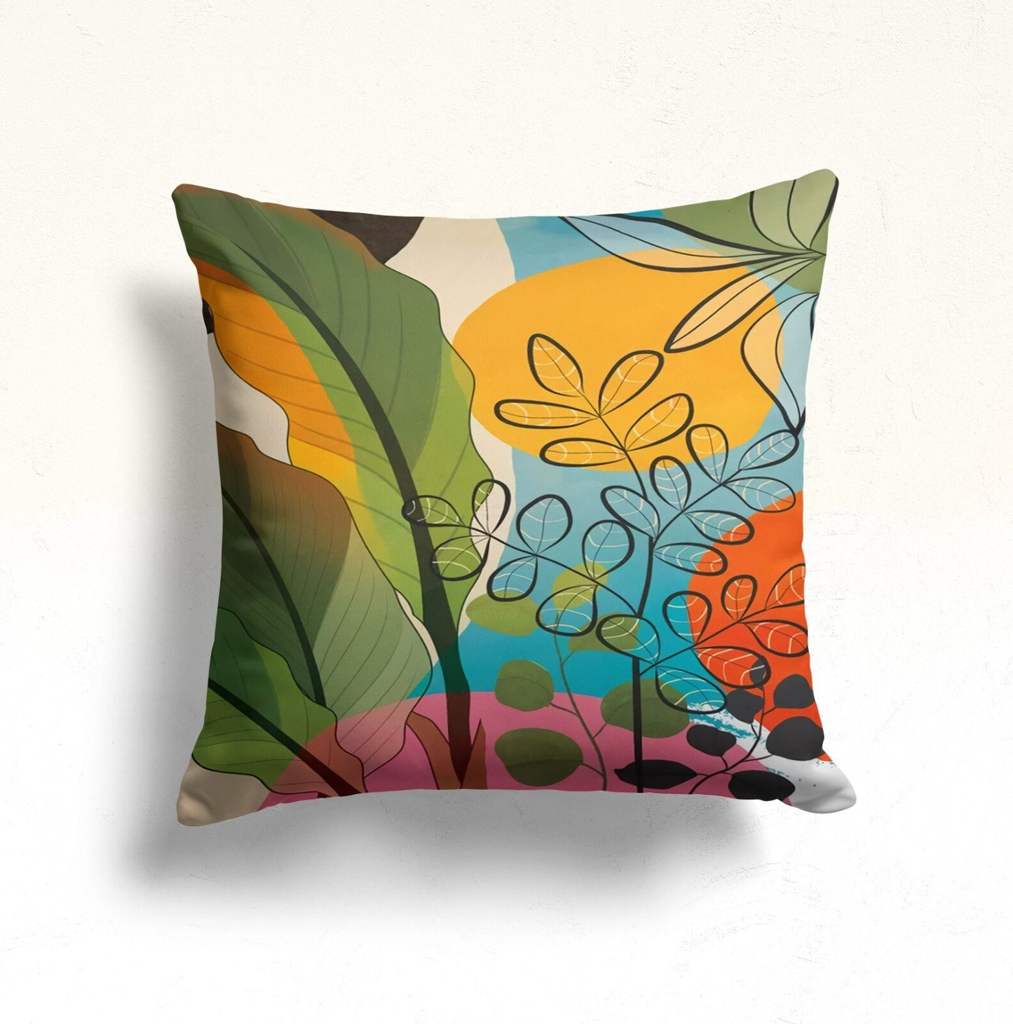 Abstract Monstera Cushion Cover Boho Flower Cushion Case