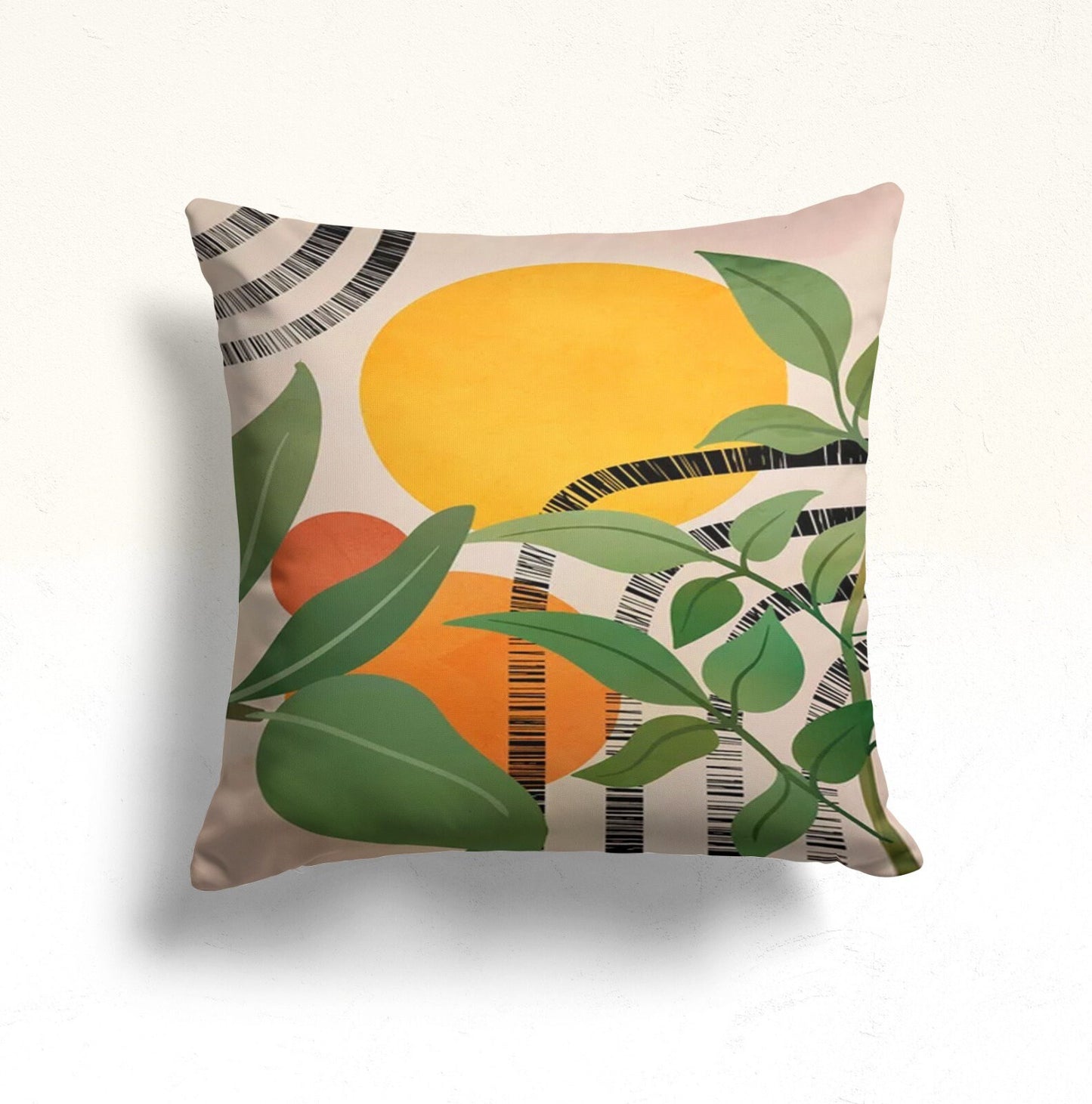 Abstract Monstera Cushion Cover Boho Flower Cushion Case